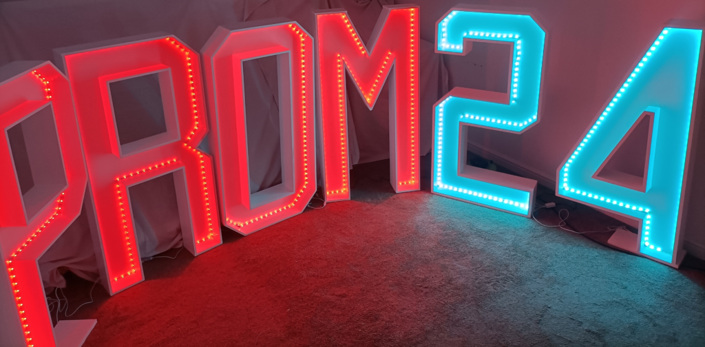 Prom Letters, With or without the Year, Various colour options available.